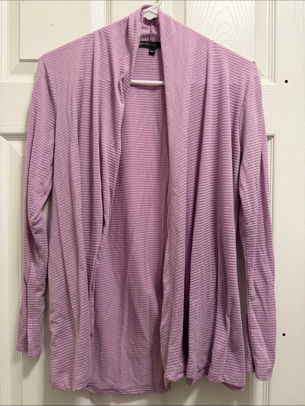Gibson Lavender Pink Open-Front Ribbed Cardigan